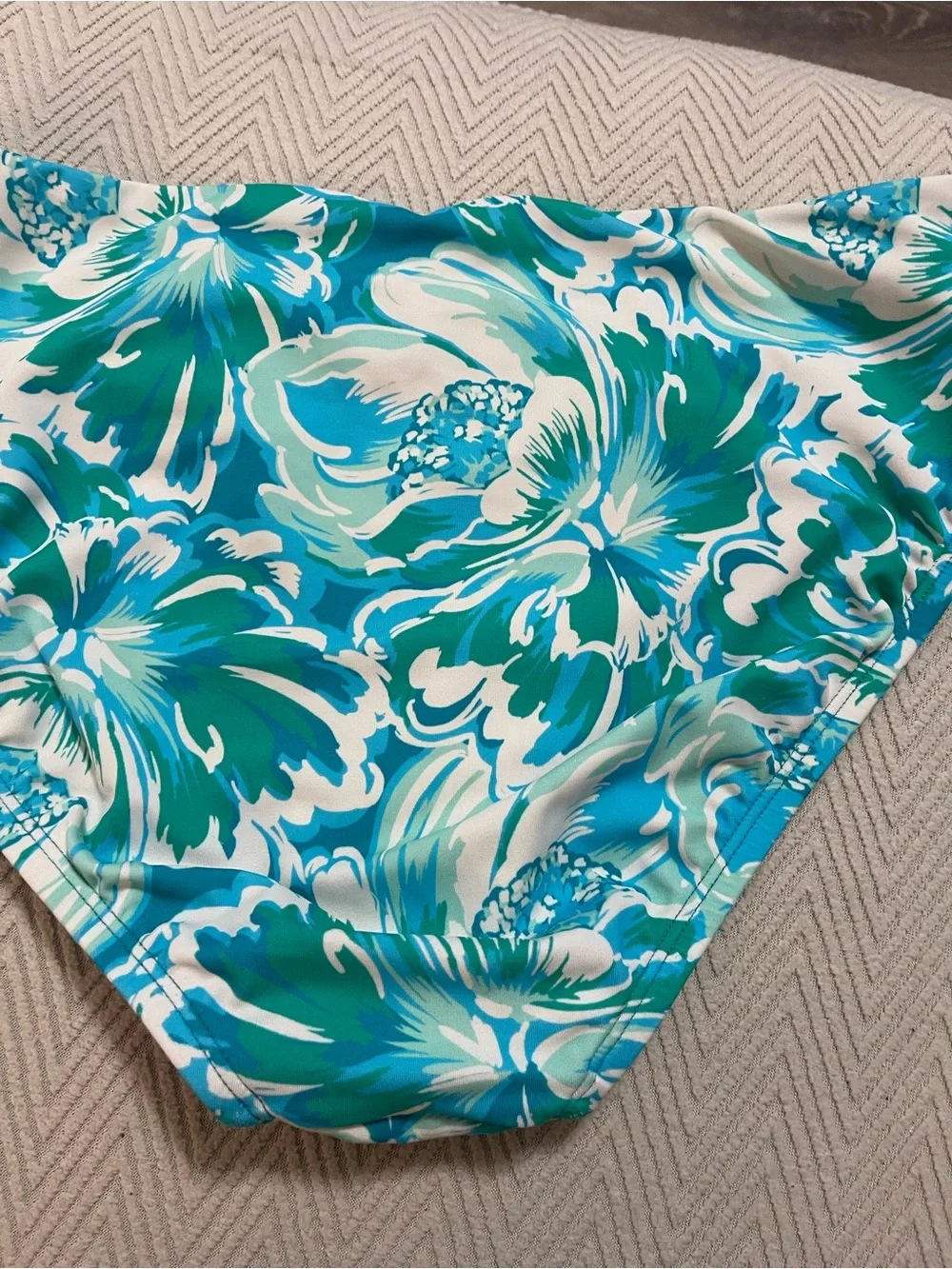 Floral Teal & White Bikini Bottoms Time and Tru Medium 8-10 swim